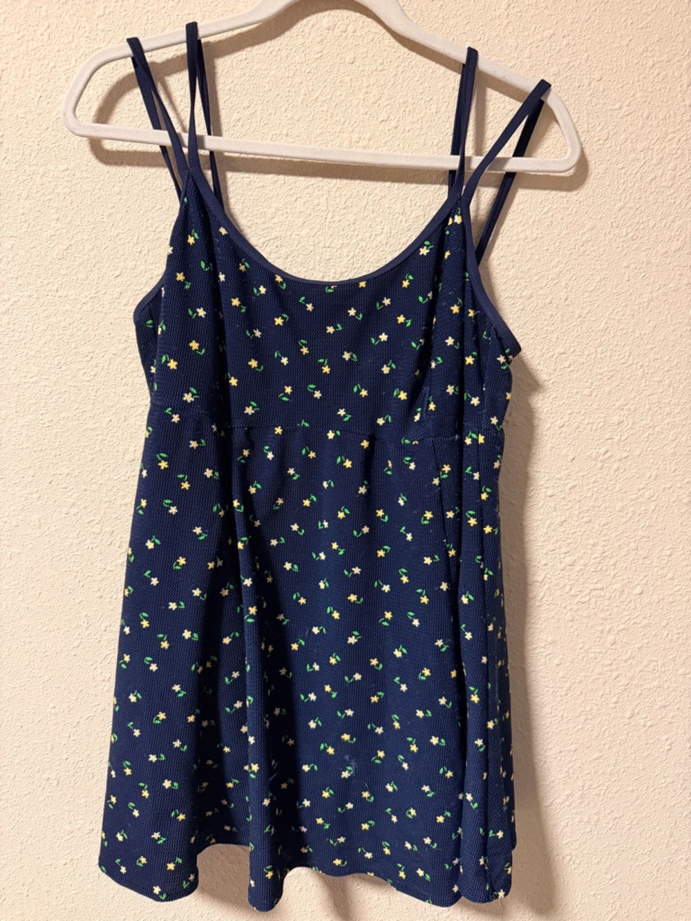 Navy Floral One-Piece Swimdress with Double Straps